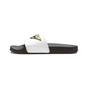 Women's Removable-Strap Sandals — White Slide with Gold Accent
