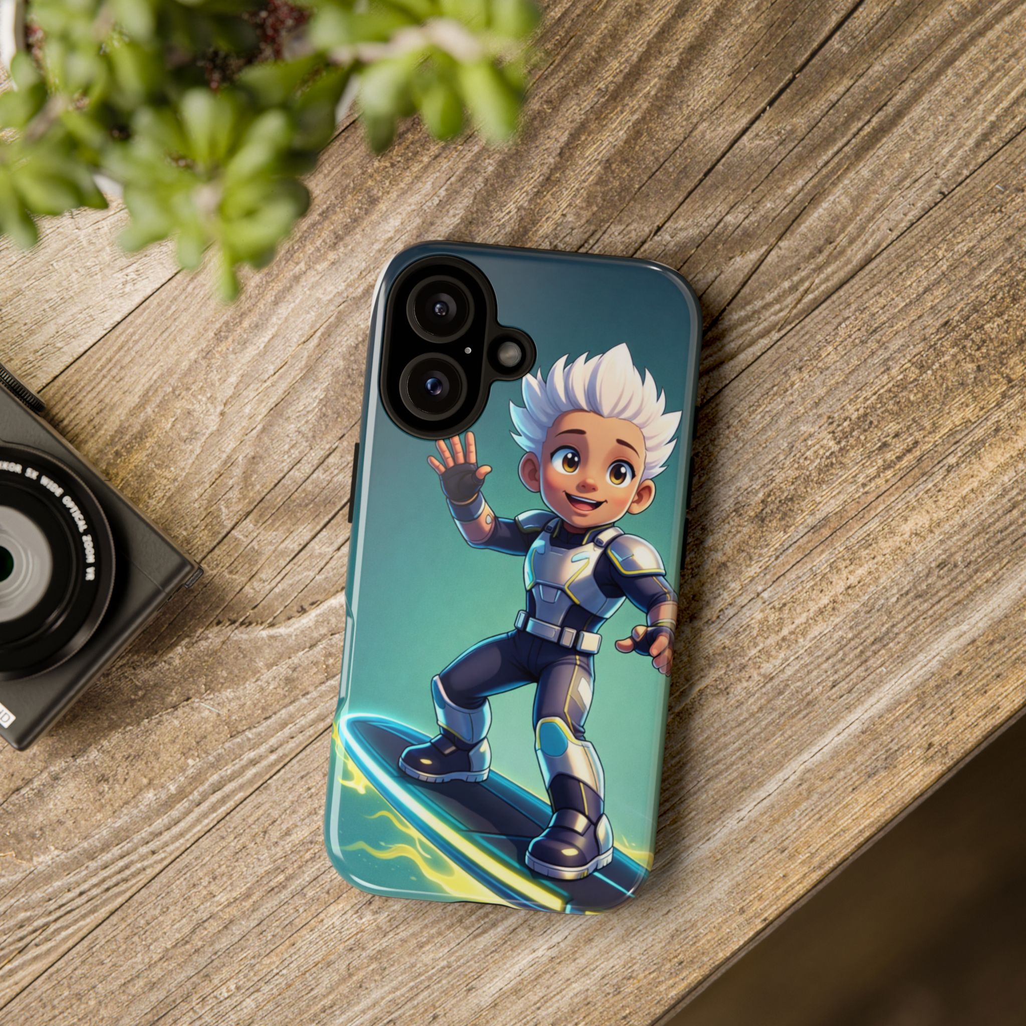 Electric Skate Hero Phone Case — Kids Cartoon Futuristic Surfer Protective Cover - Image 4