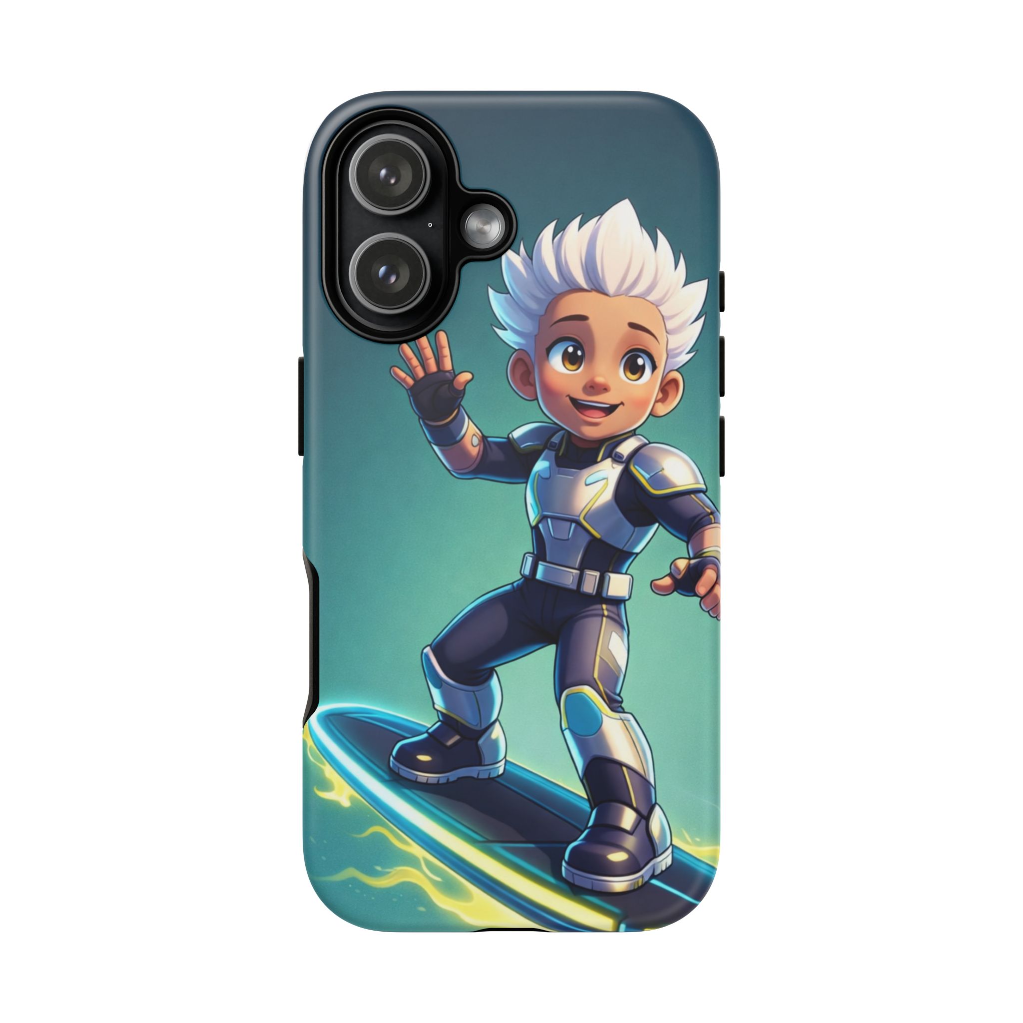 Electric Skate Hero Phone Case — Kids Cartoon Futuristic Surfer Protective Cover - Image 40