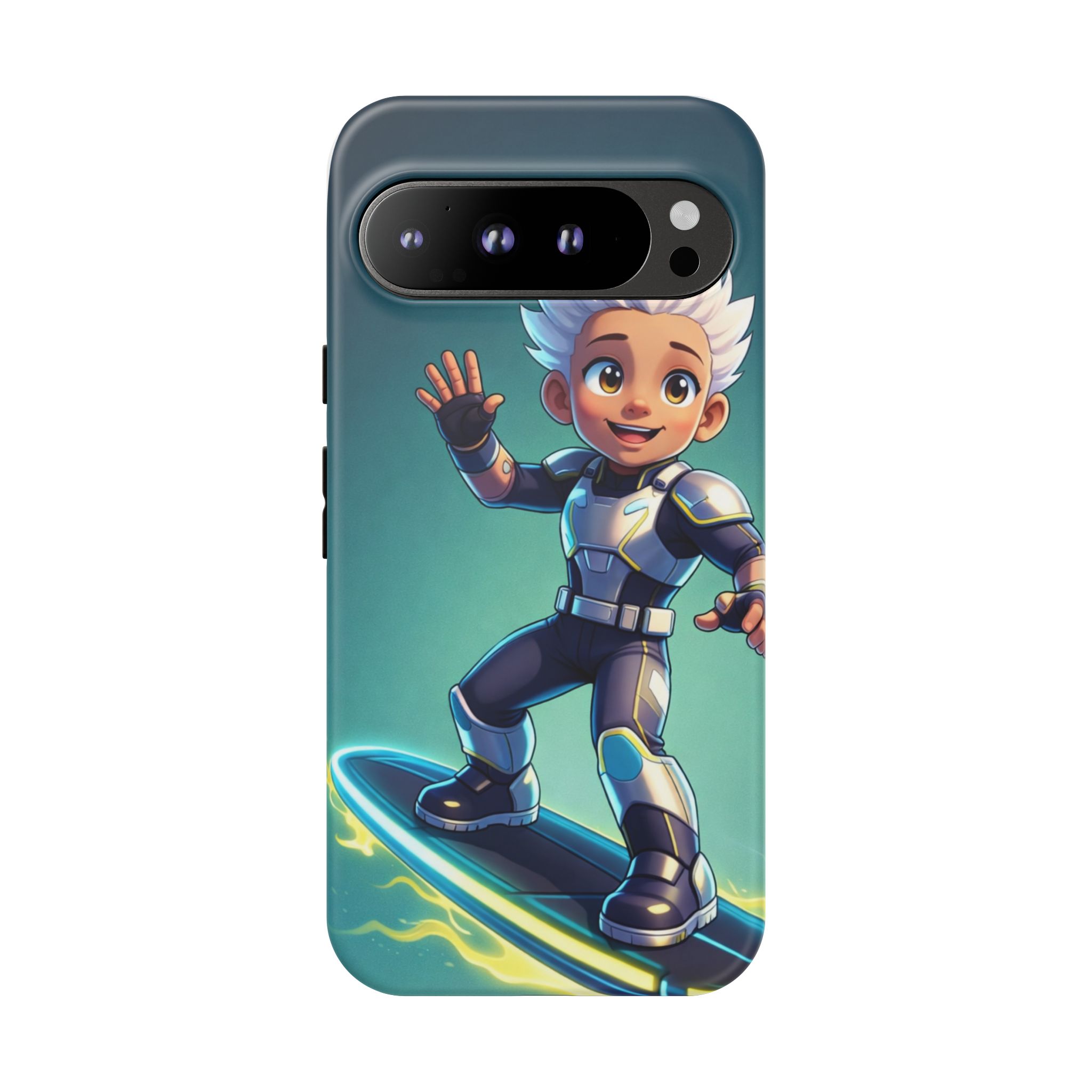 Electric Skate Hero Phone Case — Kids Cartoon Futuristic Surfer Protective Cover - Image 12