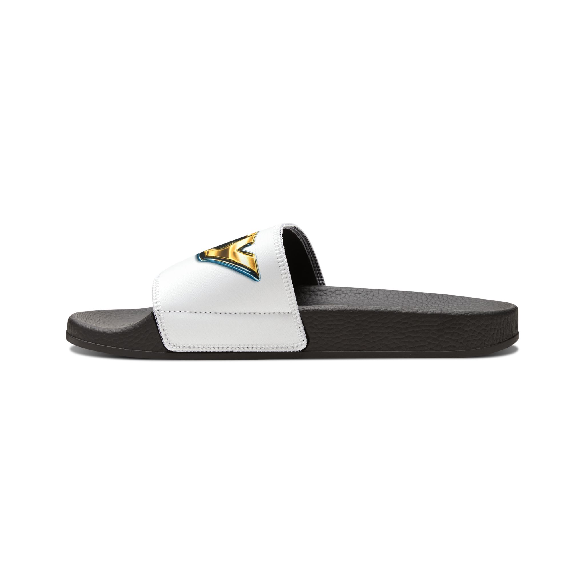 Women's Removable-Strap Sandals — White Slide with Gold Accent - Image 3