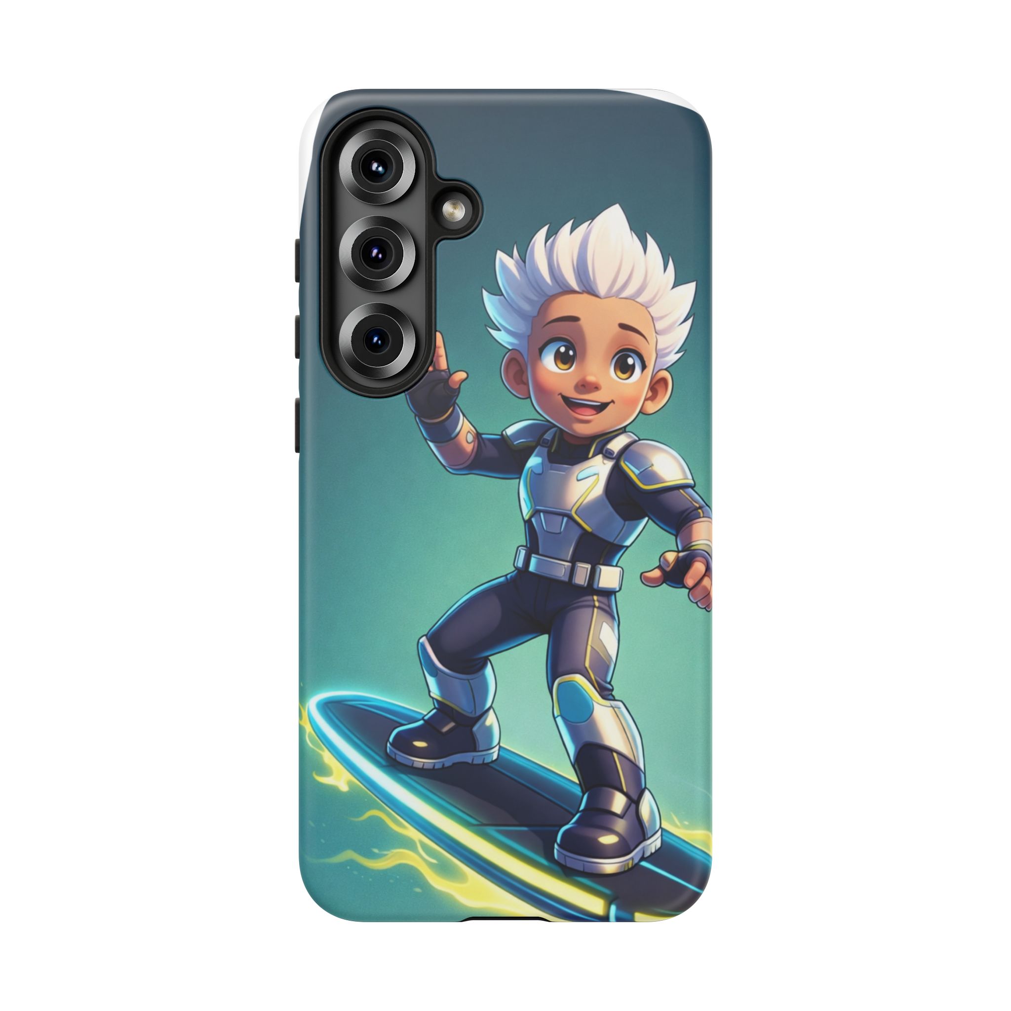 Electric Skate Hero Phone Case — Kids Cartoon Futuristic Surfer Protective Cover - Image 27
