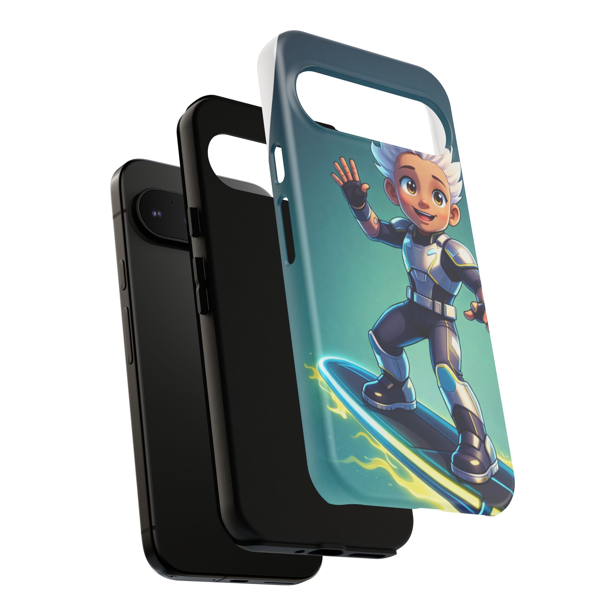 Electric Skate Hero Phone Case — Kids Cartoon Futuristic Surfer Protective Cover - Image 14