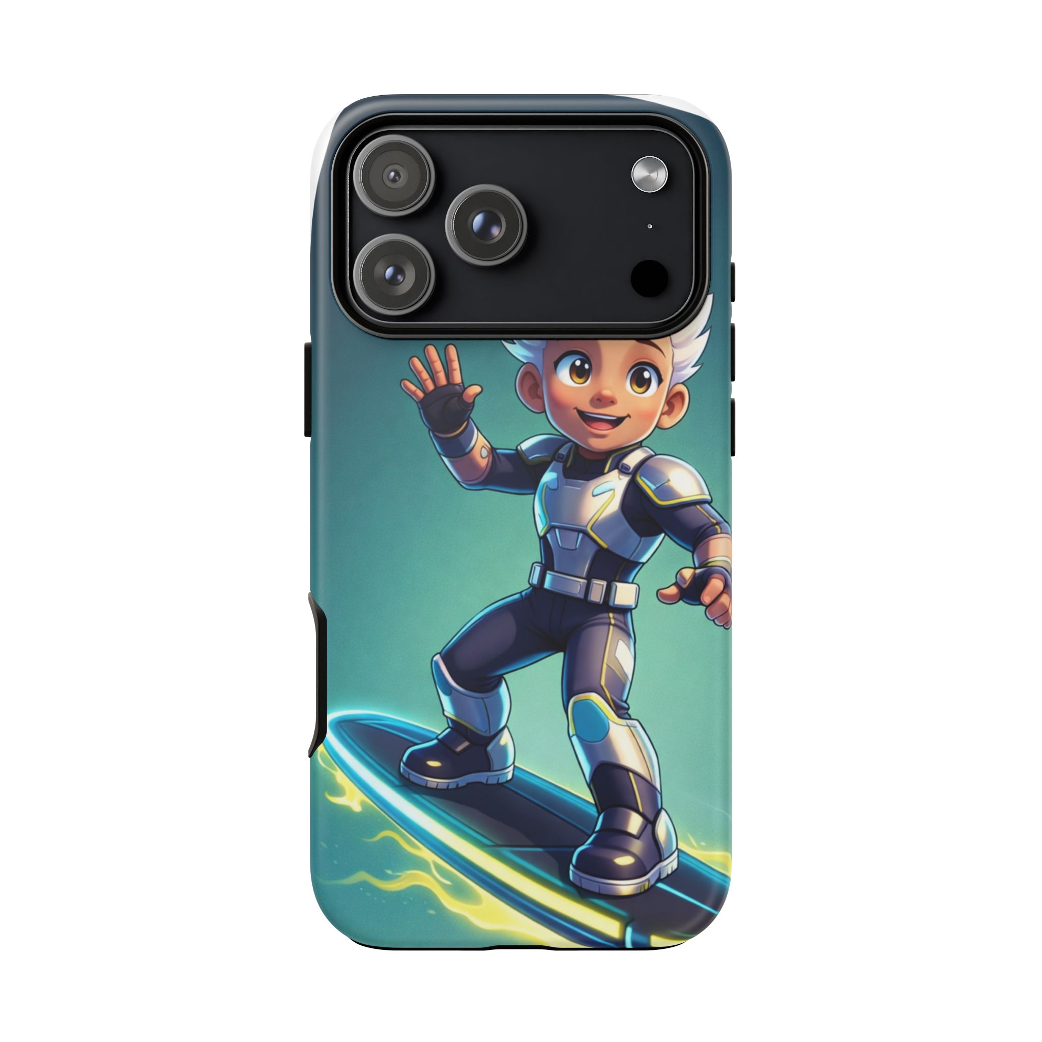 Electric Skate Hero Phone Case — Kids Cartoon Futuristic Surfer Protective Cover - Image 42