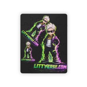 Kids' Puzzle — LITTYVERSE Animated Character 30‑Piece Kids Puzzle (Glow Green & Purple)