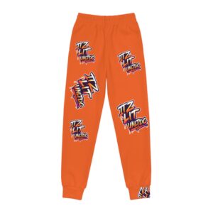 Youth Joggers - Orange 'ITZ LIT UNLTD' All-Over Print Streetwear Sweatpants for Kids