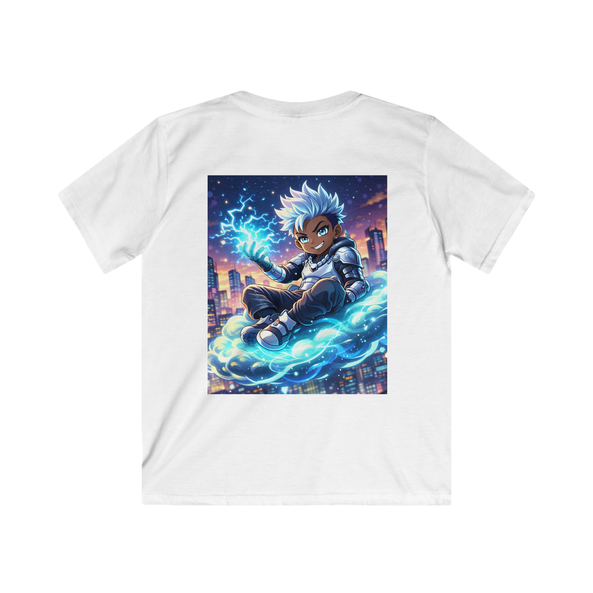 Kids Tee — Electric City Anime Boy Graphic Shirt - Image 2