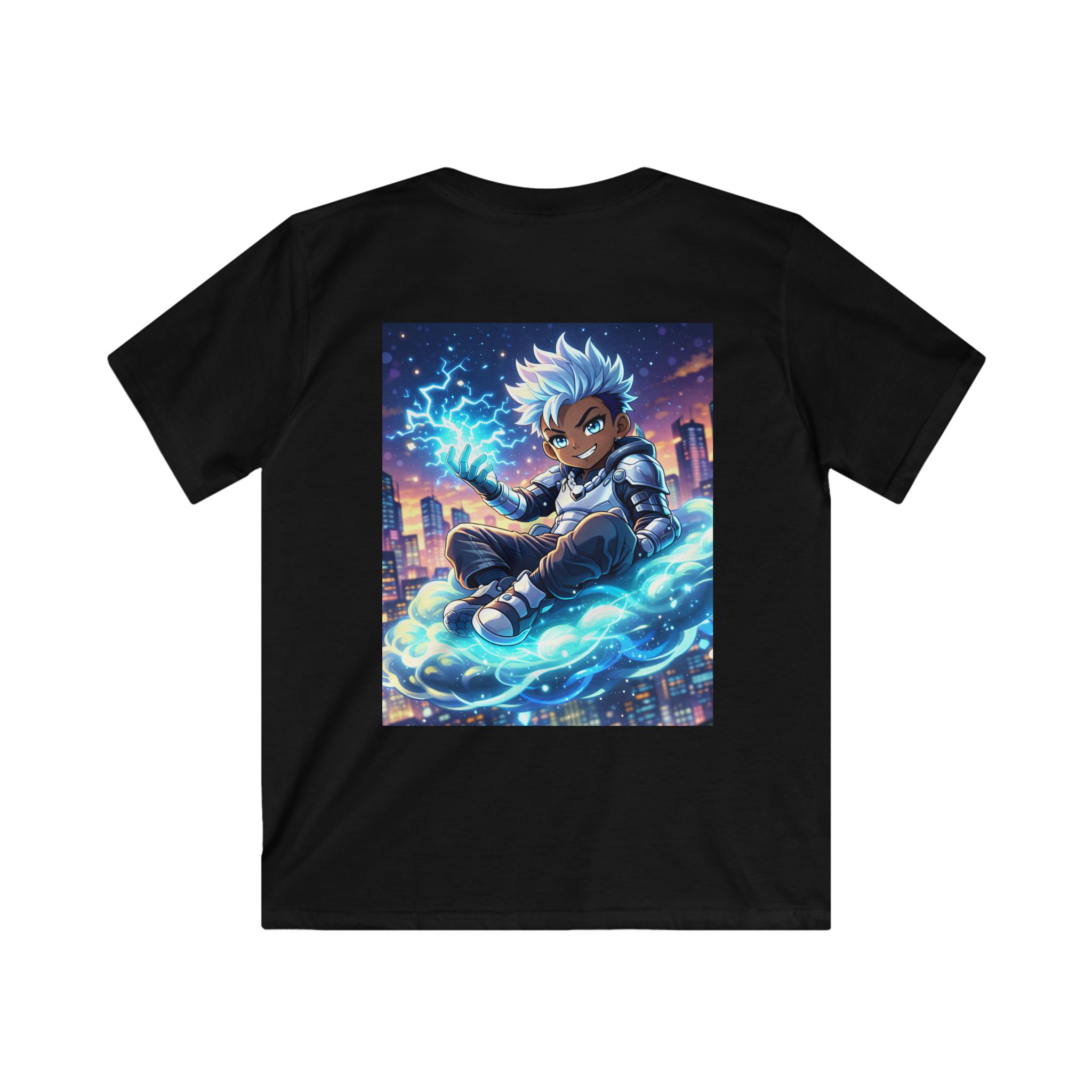 Kids Tee — Electric City Anime Boy Graphic Shirt - Image 4