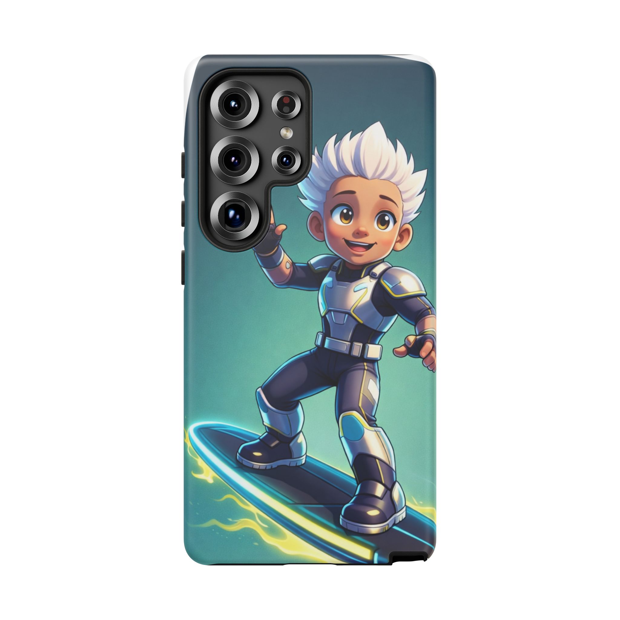 Electric Skate Hero Phone Case — Kids Cartoon Futuristic Surfer Protective Cover - Image 35