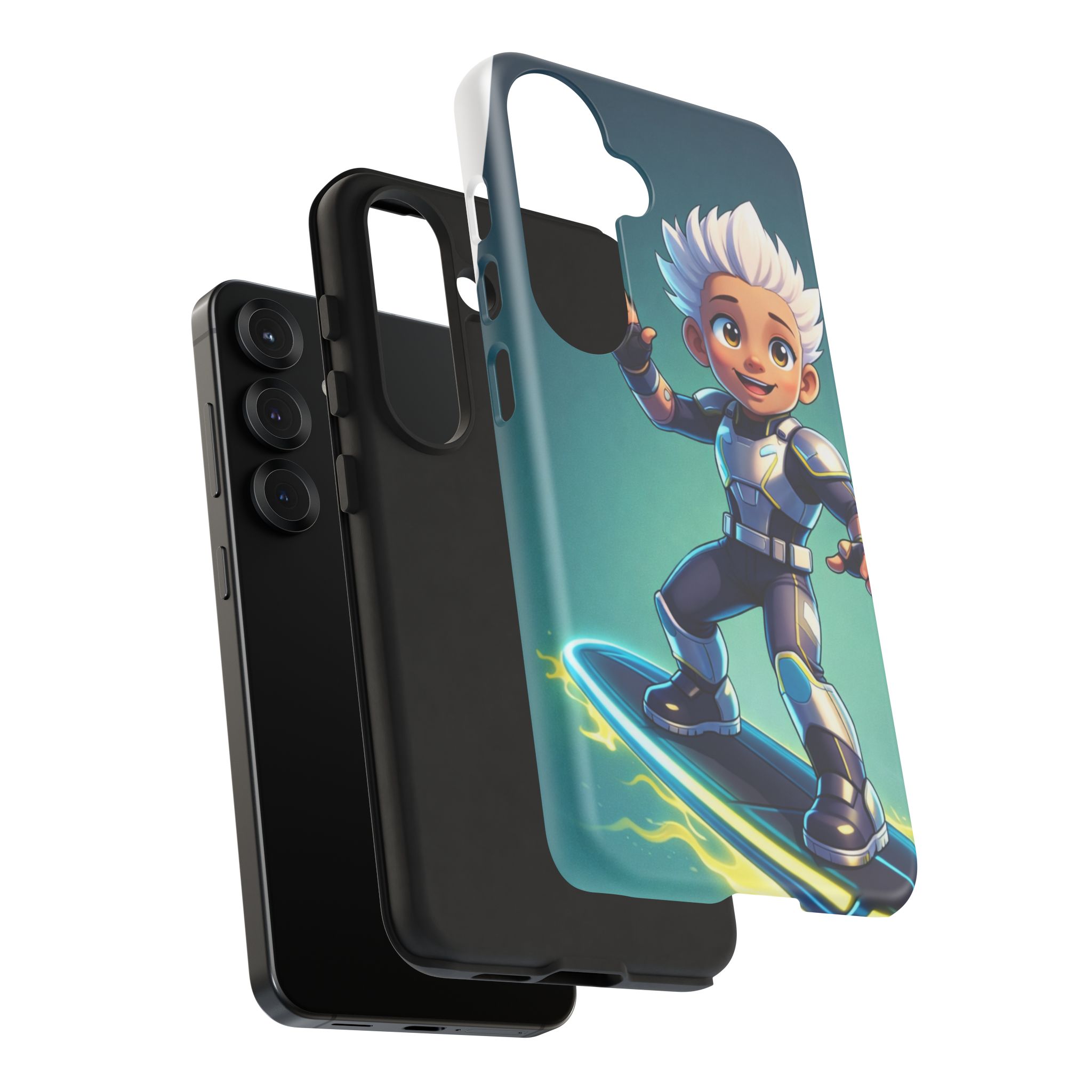 Electric Skate Hero Phone Case — Kids Cartoon Futuristic Surfer Protective Cover - Image 22