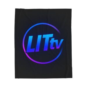 LITtv Velveteen Plush Blanket – Neon Logo Cozy Throw for Gamers & Streamers