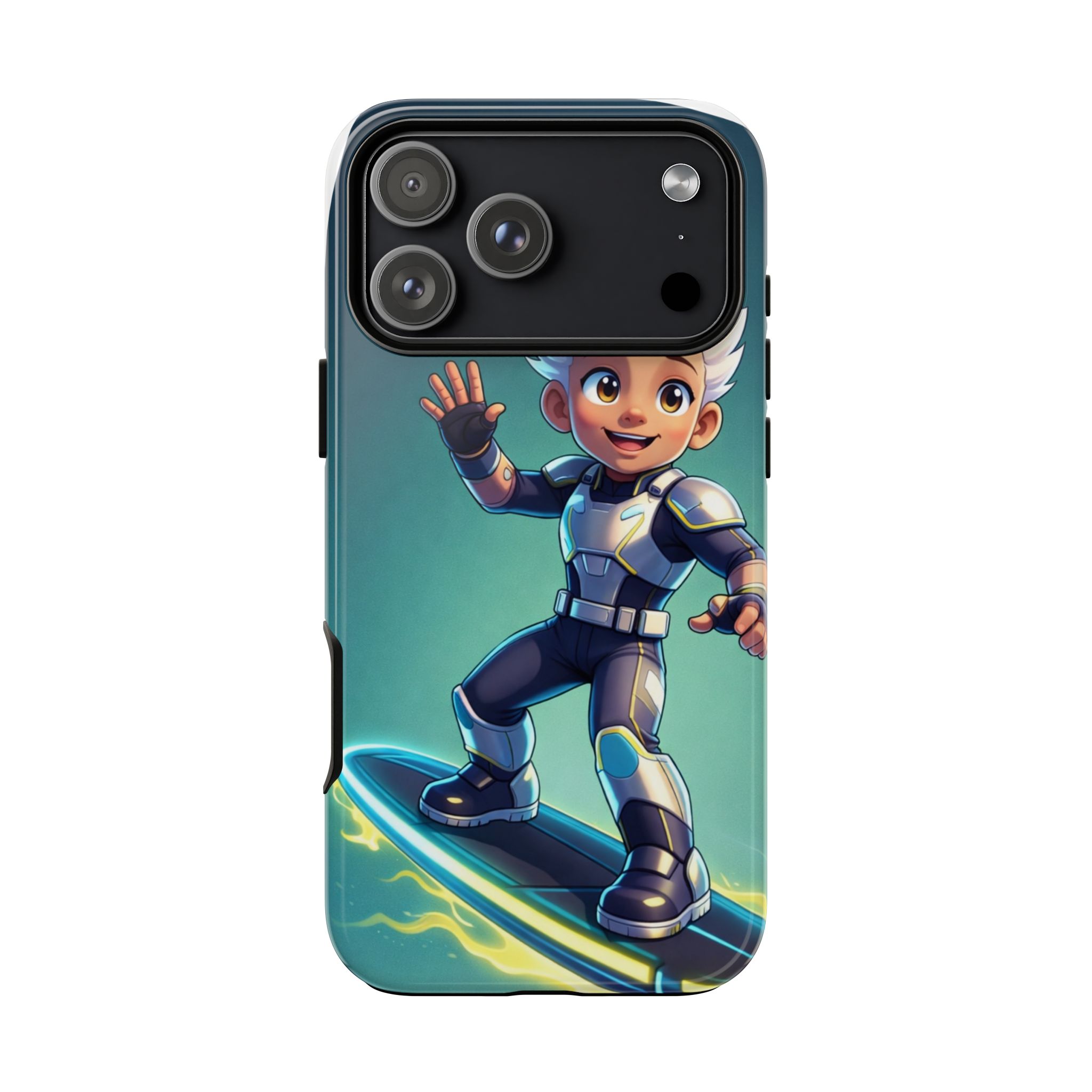 Electric Skate Hero Phone Case — Kids Cartoon Futuristic Surfer Protective Cover - Image 41