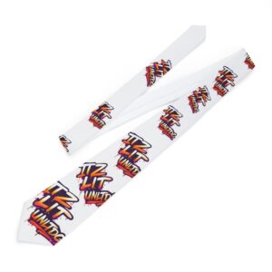 Necktie — White "Itz Lit" Graffiti Pattern Tie (Novelty Streetwear, Party & Gift)