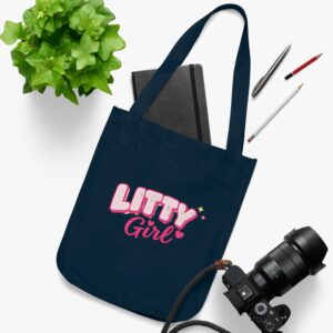 Tote Bag — "Litty Girl" Pink Cute Graphic Organic Canvas Tote