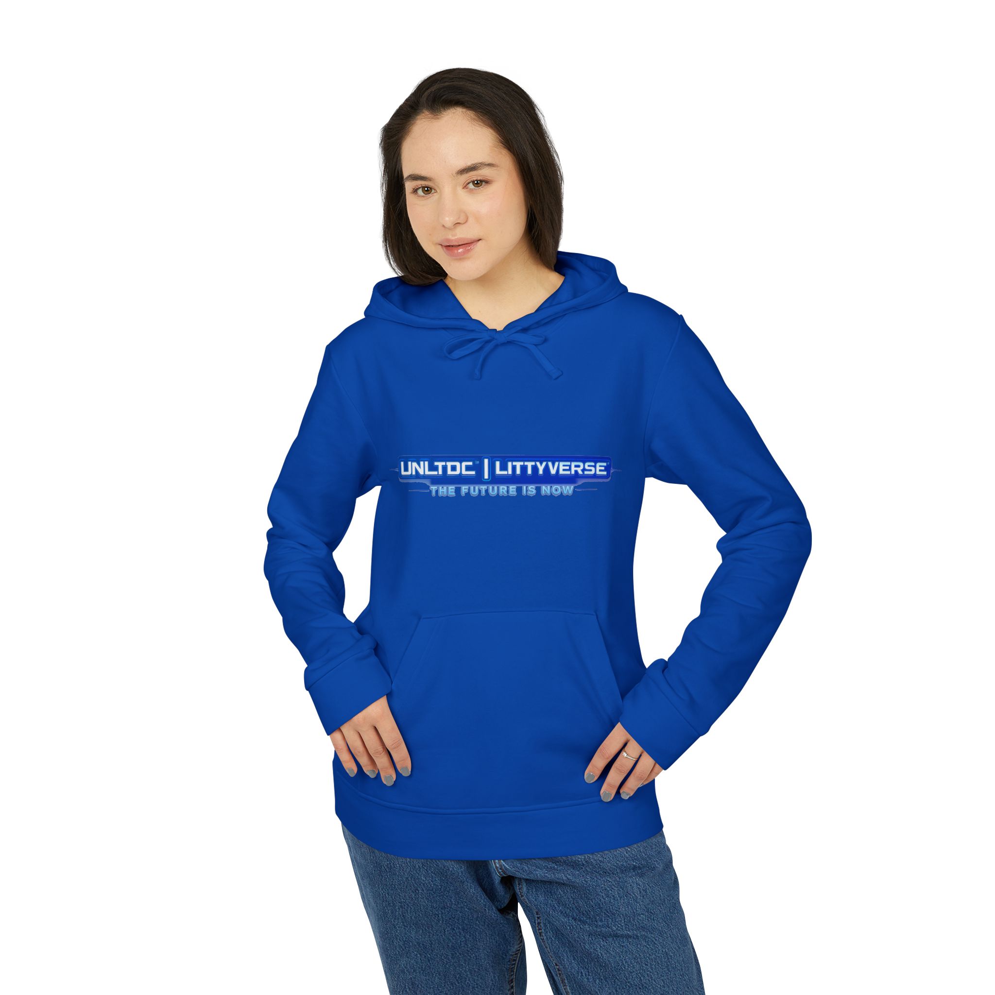 Hoodie — UNLTDCLTTYVERSE Blue Logo Fleece Hoodie - Image 19