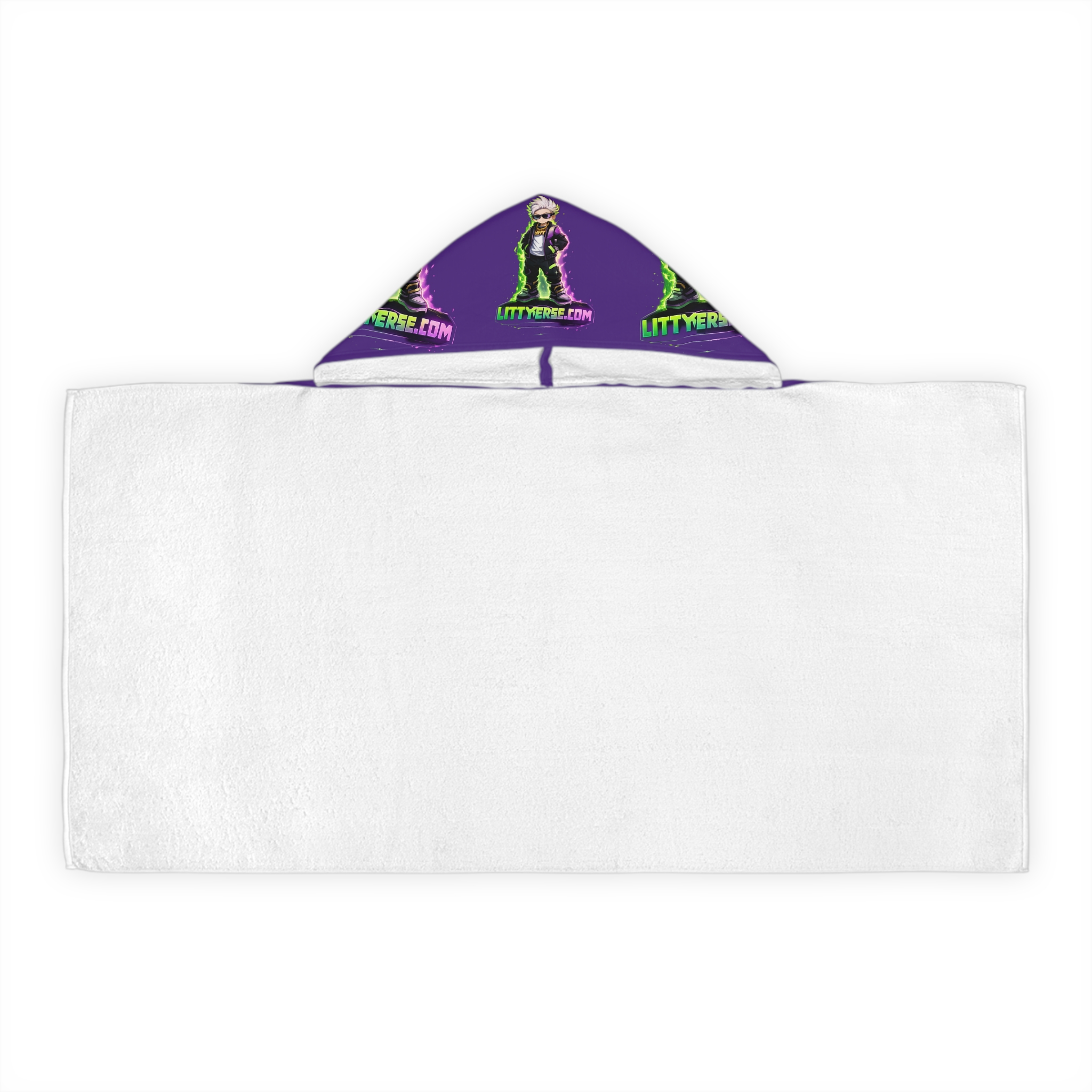 Hooded Towel — Kid’s Neon Gamer Character Design (Littyverse.com) - Image 2