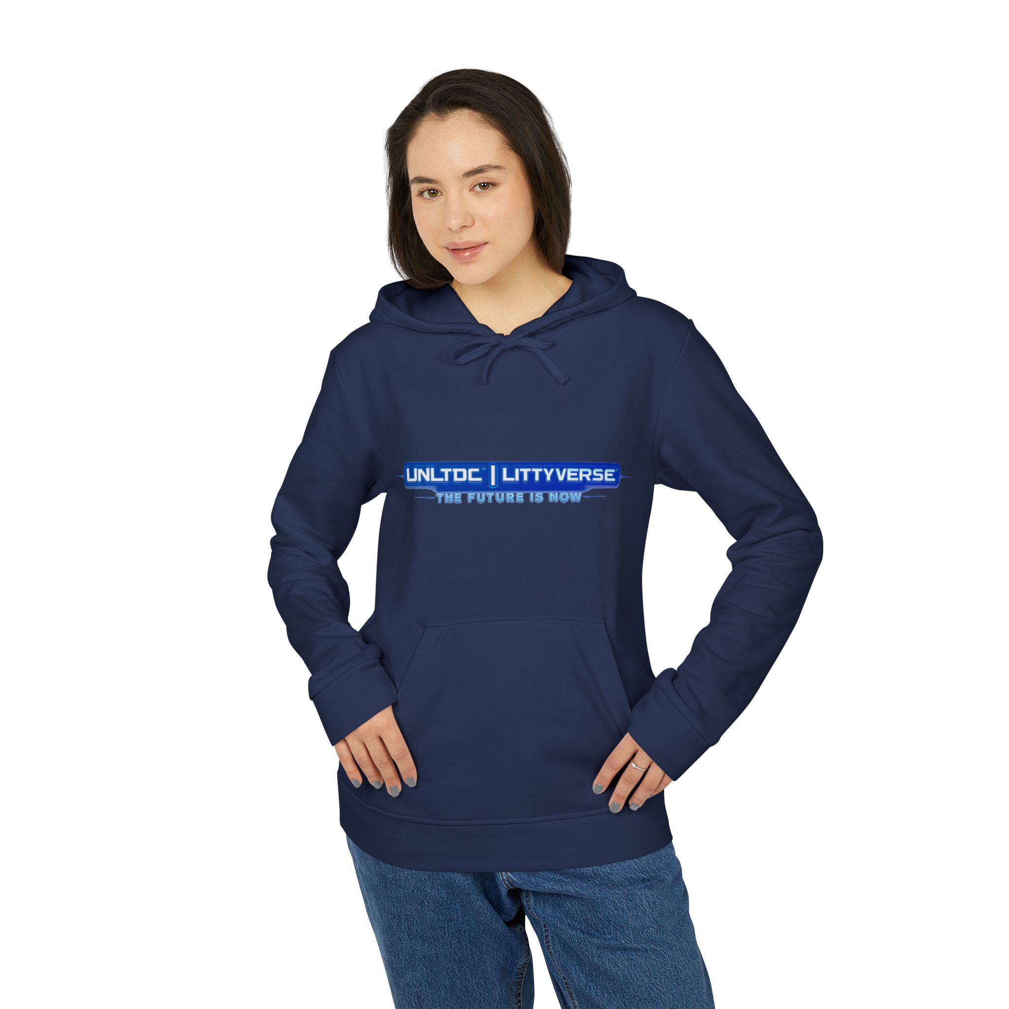 Hoodie — UNLTDCLTTYVERSE Blue Logo Fleece Hoodie - Image 23