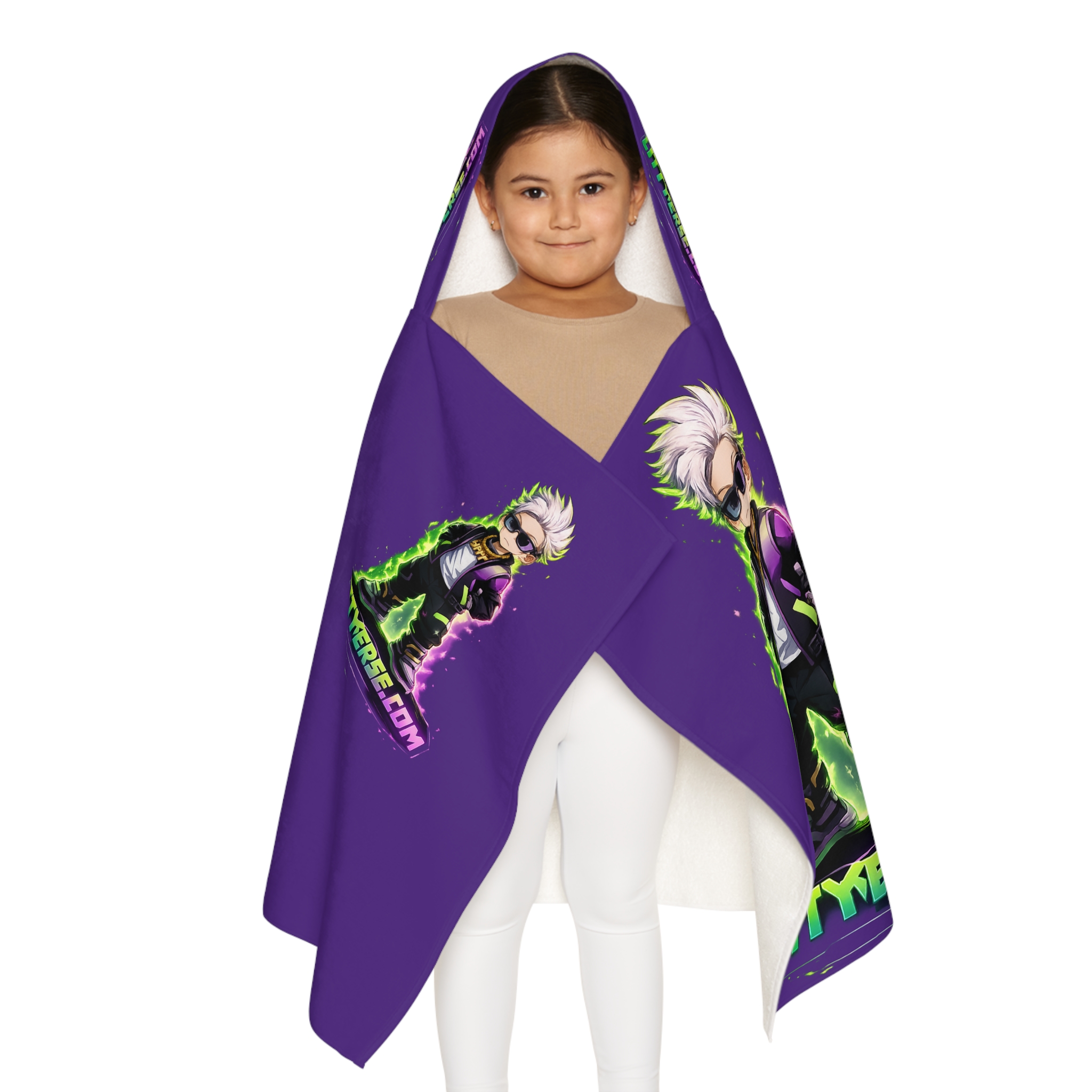 Hooded Towel — Kid’s Neon Gamer Character Design (Littyverse.com) - Image 3